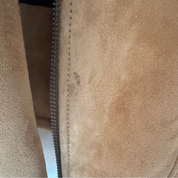 Maje Tan Caramel Brown Goat Suede Women's Biker Jacket Size 40 - Picture 2 of 12